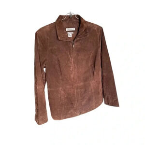 Vintage Coldwater Creek 100% Brown Leather Women’s Biker Jacket Full Zip PM